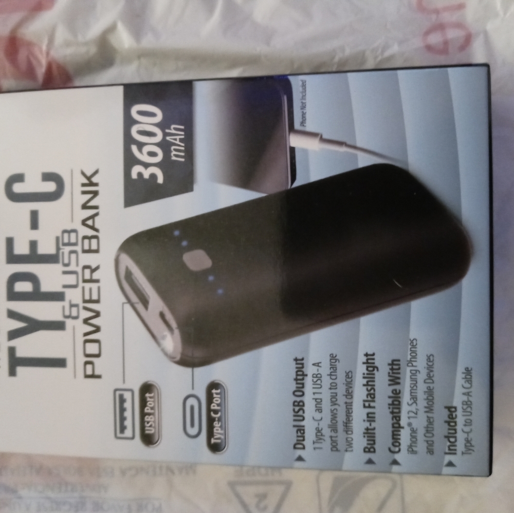 3600 mAh Type c/usb charger pack